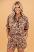 Leopard Ribbed Tee & Shorts Set