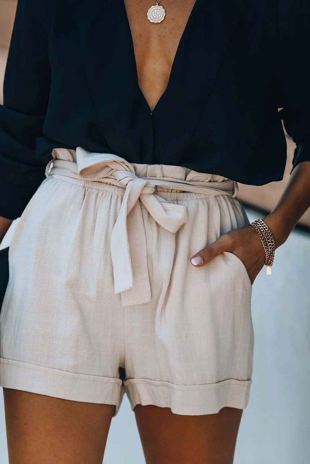 Breezy Cotton Paper Bag Waist Shorts