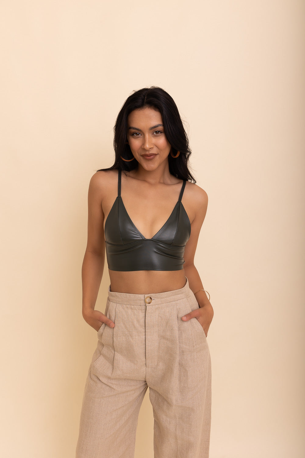Leather Longline Bralette