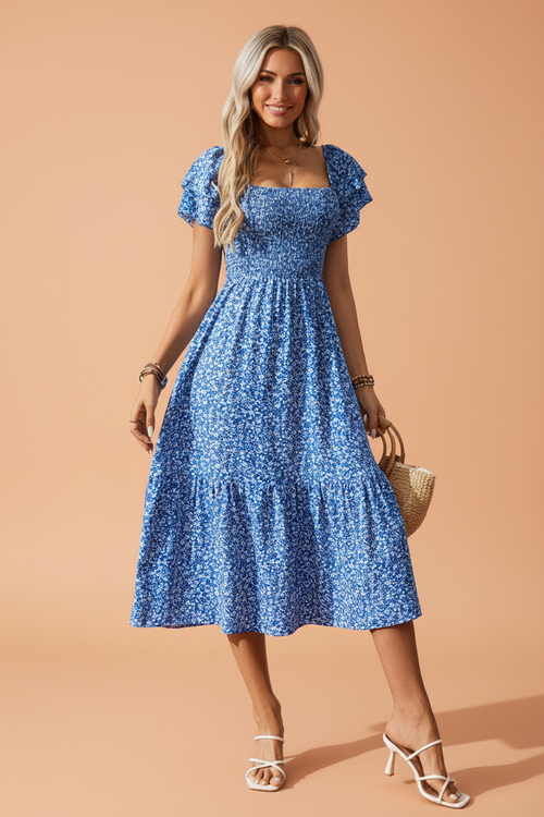 Floral Ruffle Sleeve Sundress