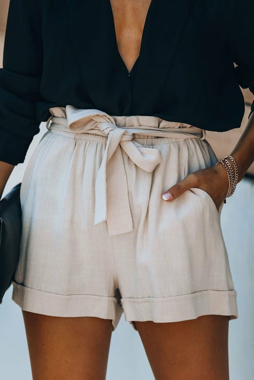 Breezy Cotton Paper Bag Waist Shorts