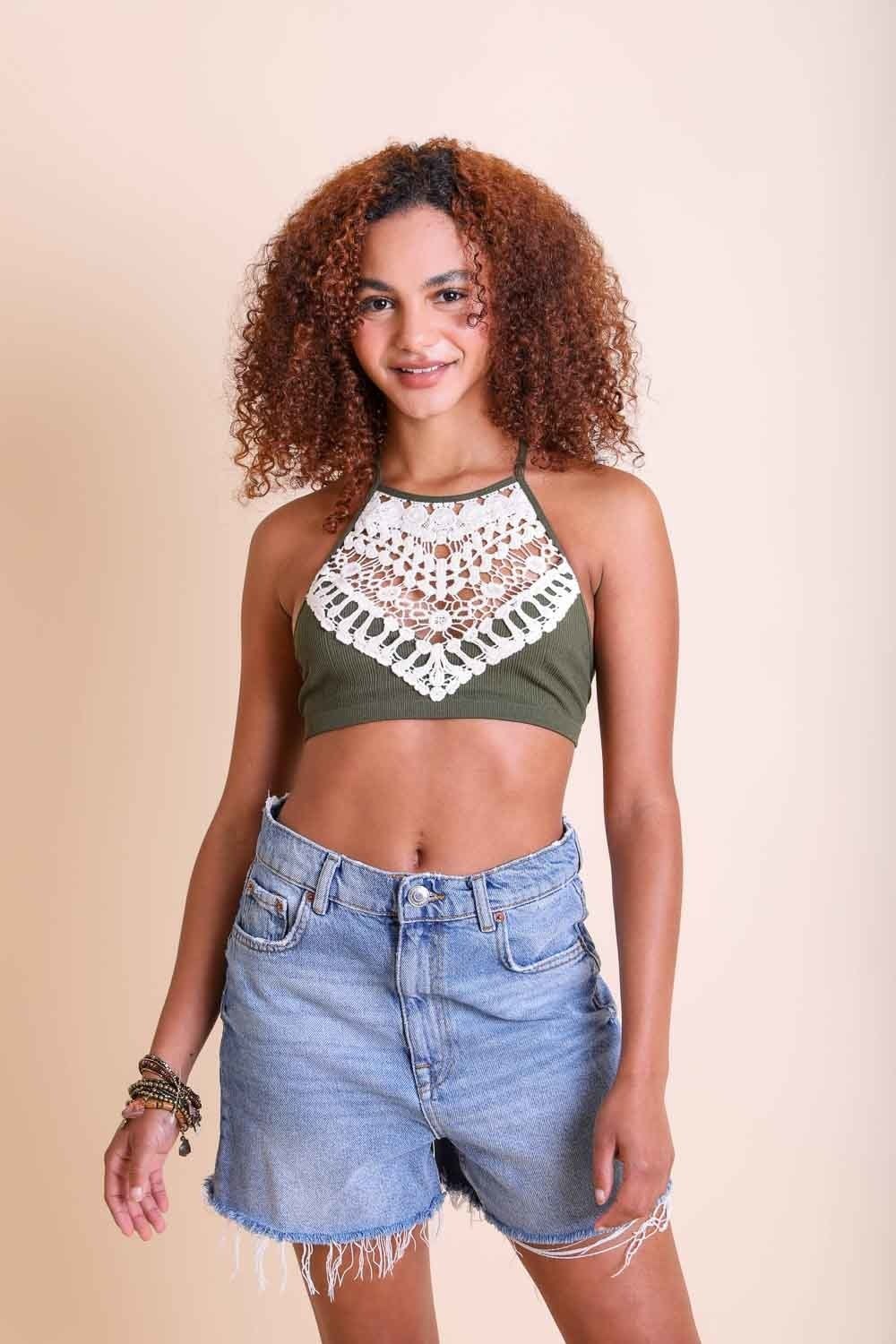Crochet Lace Cross-Back Bralette