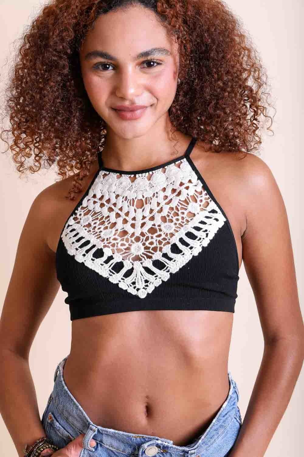 Crochet Lace Cross-Back Bralette