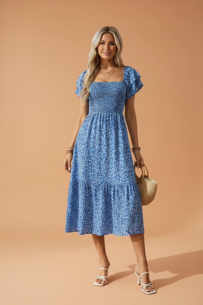 Floral Ruffle Sleeve Sundress