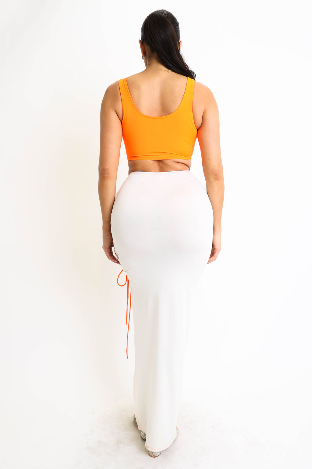 Lace-Up Top & Maxi Skirt Set